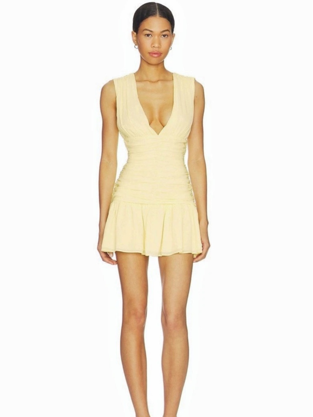 More to come Ruched Mini Dress in Yellow Size XS Like New